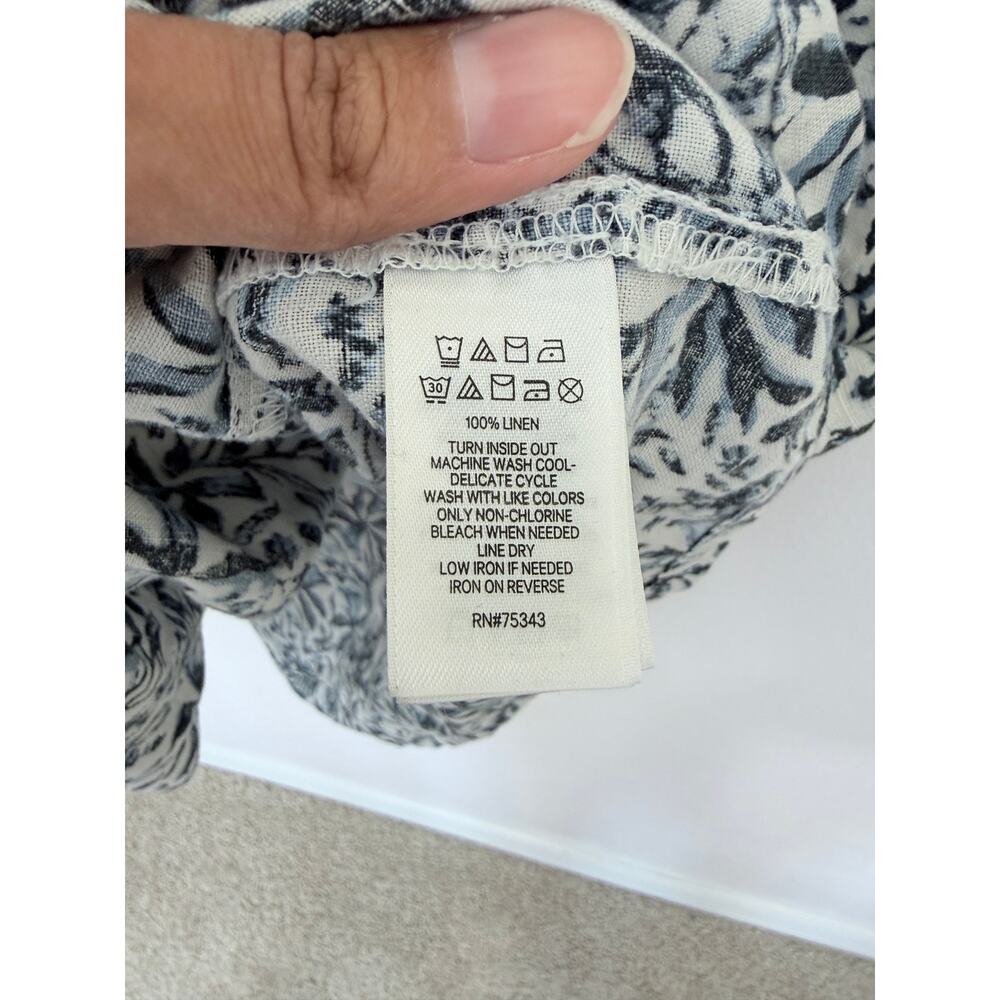 Lucky Brand 100% Linen Floral Ruffle Sleeve Shift Dress L - Picture 4 of 7